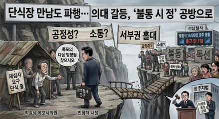 공모 파행 2주째… 의대 갈등, 민형배 시장 '불통 시정' 공방으로 확산