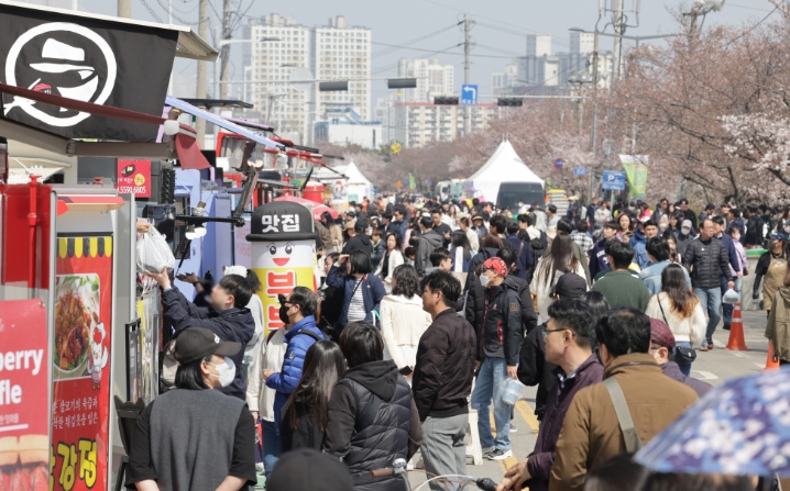 꽃망울 터트린‘벚꽃 푸드트럭과 청주예술제’